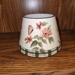 Home Interiors Candle Jar Topper Lampshade Flowers Butterfly Ceramic Spring